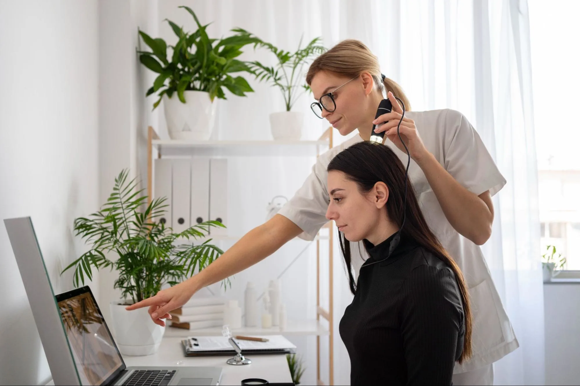 Women suggesting hair business name for social media channels