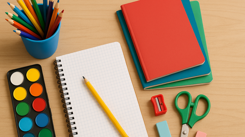 Wholesale educational supplies including notebooks, colored and pencils perfect for classrooms
