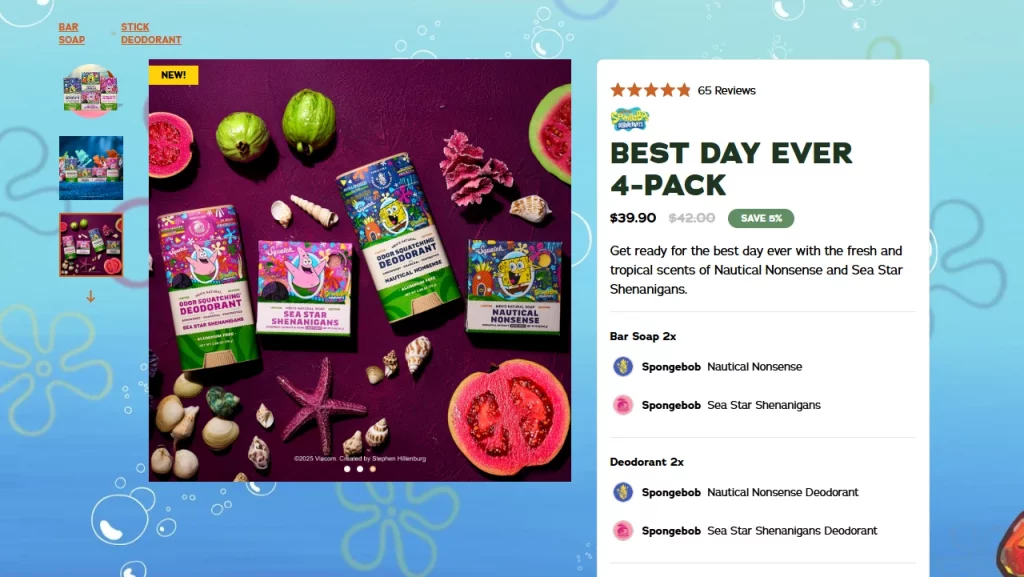 Dr. Squatch's product page example
