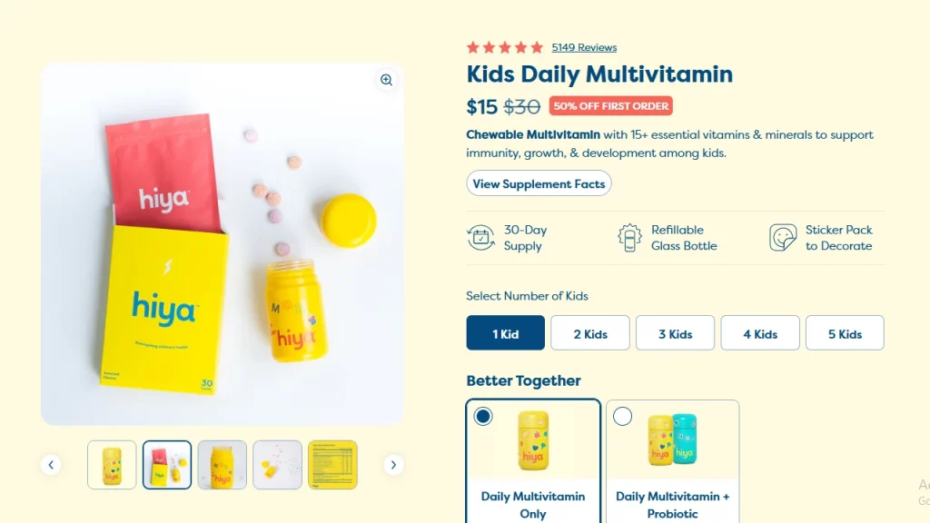 Hiya's product page example