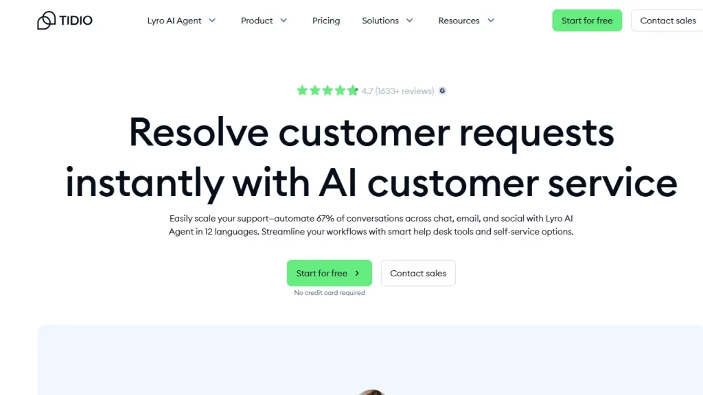 Tidio AI chatbot interface for ecommerce customer support and engagement