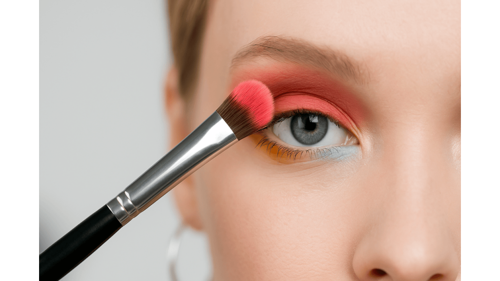 Women applying eye makeup to represent wholesale cosmetics products for sale