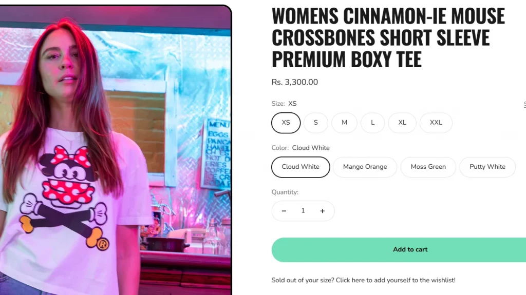 Johnny Cupcakes' product page example