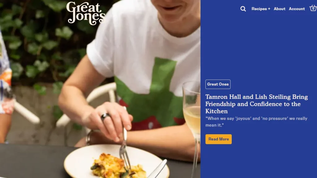 Great Jones Shopify blog examples featuring educational cooking content, lifestyle storytelling, and high quality product photography.