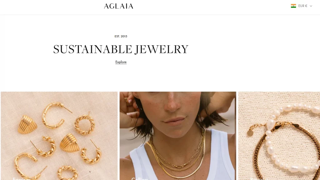 Aglaia store featuring the Prestige Shopify theme
