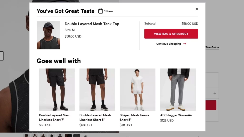 Image of a Lululemon store's shopping cart