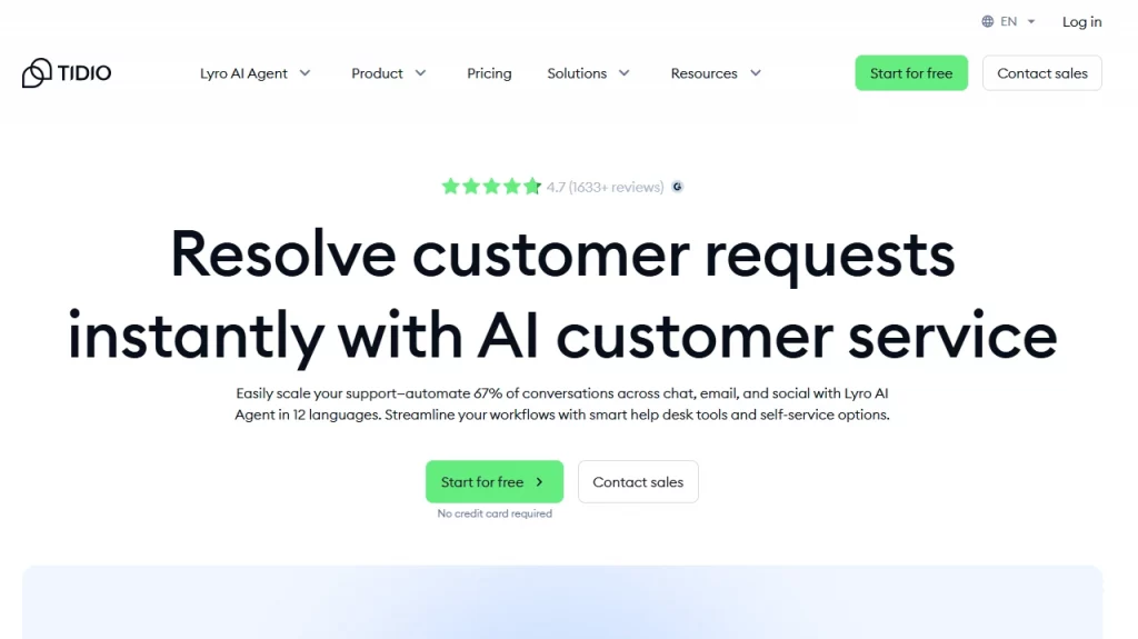 Tidio AI customer service chat widget for real-time support and increased add to cart conversion rate