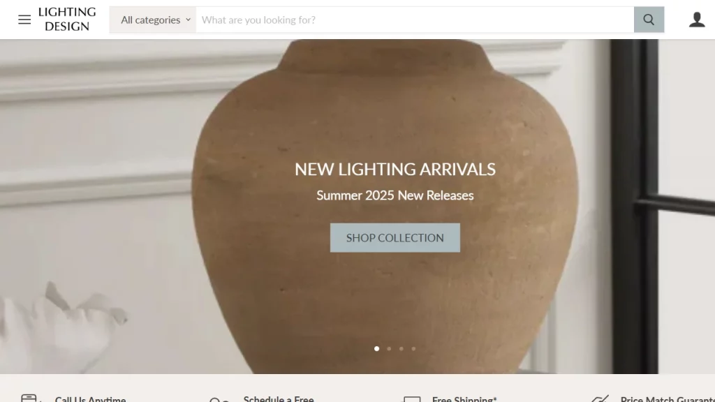 Website design of Lighting design with the Empire theme.