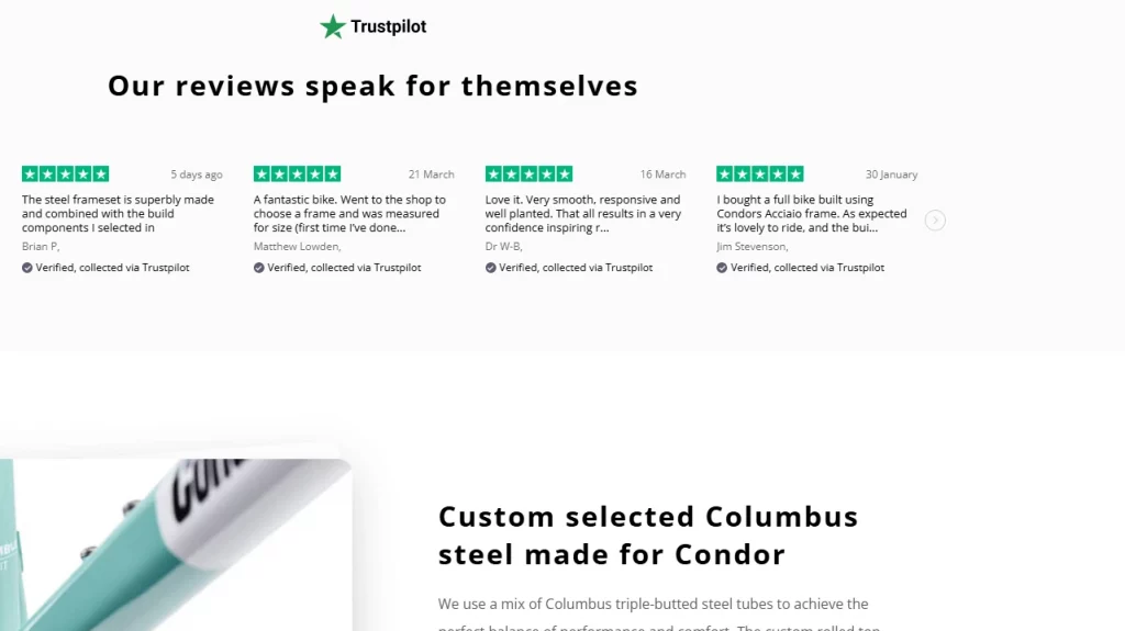 The customer review section is displayed on Condor Cycle's website.  