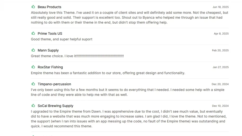 Reviews of Shopify Empire theme