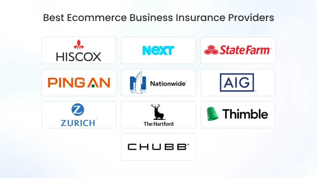 Image of a top ecommerce business insurance provider list