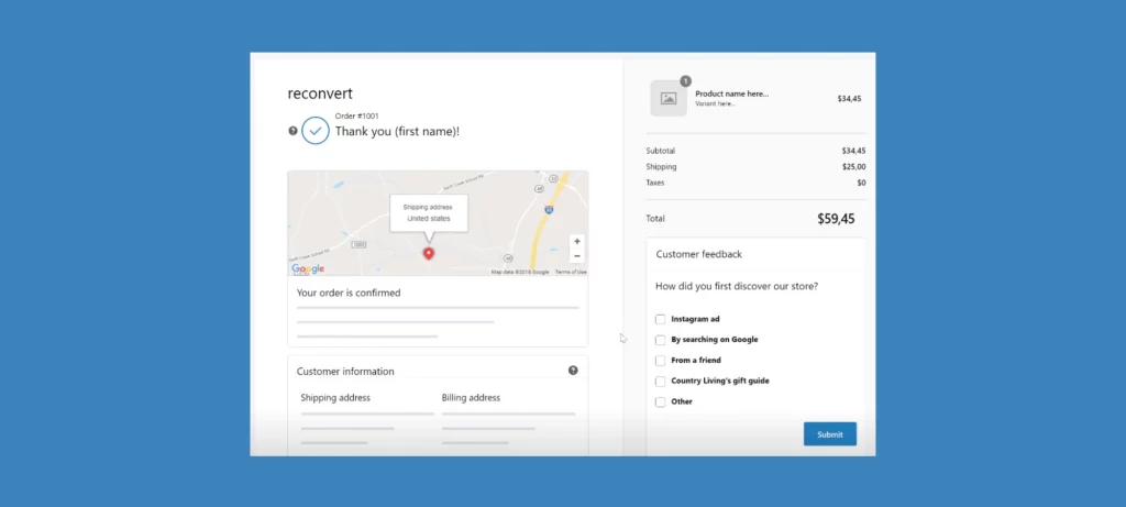 Image showing post purchase survey on a thank you page