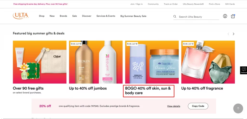 BOGO 40% off on products