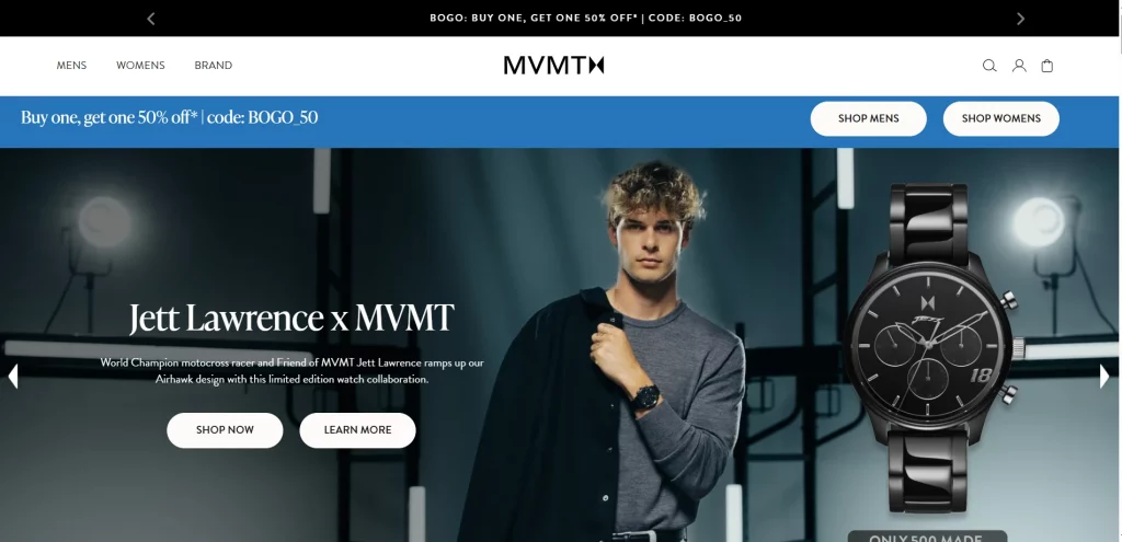 MVMT Shopify store example for stylish watches and accessories