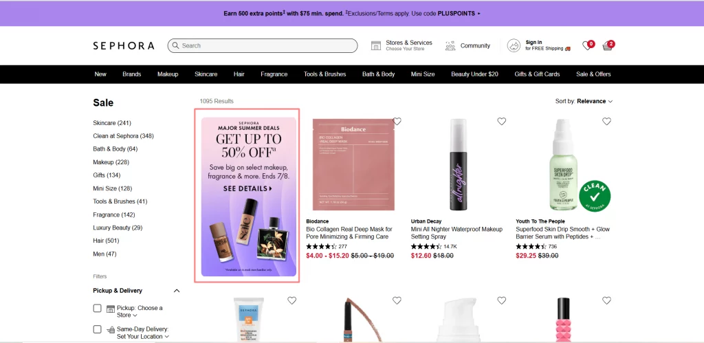 Sephora's limited time deal example