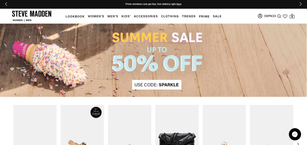 Steve Madden Shopify store example for fashion and accessories