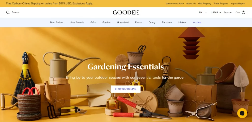 Goodee Shopify store example featuring sustainable home goods