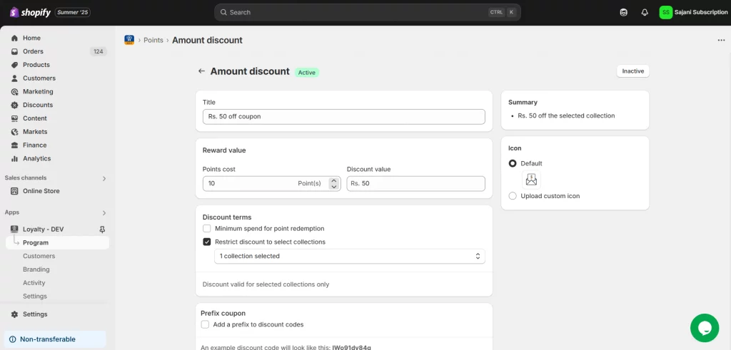 Amount Discount