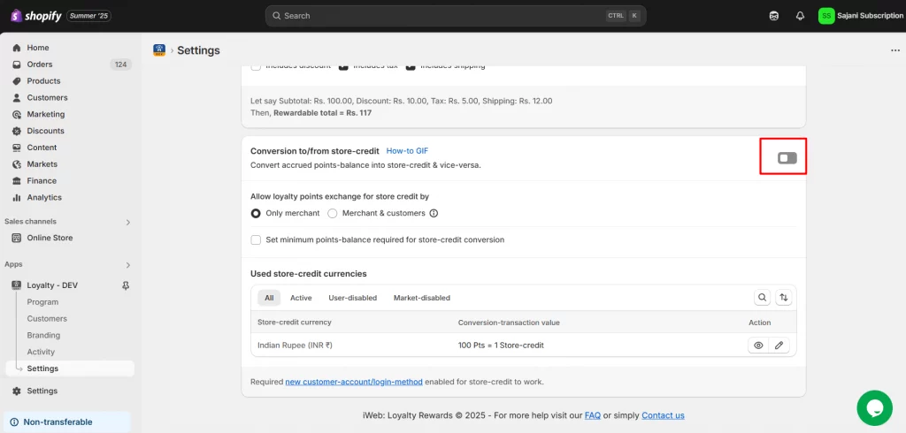 Store Credit Configuration