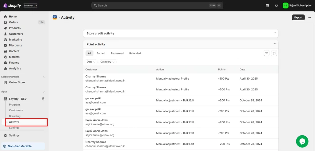 Activity Dashboard