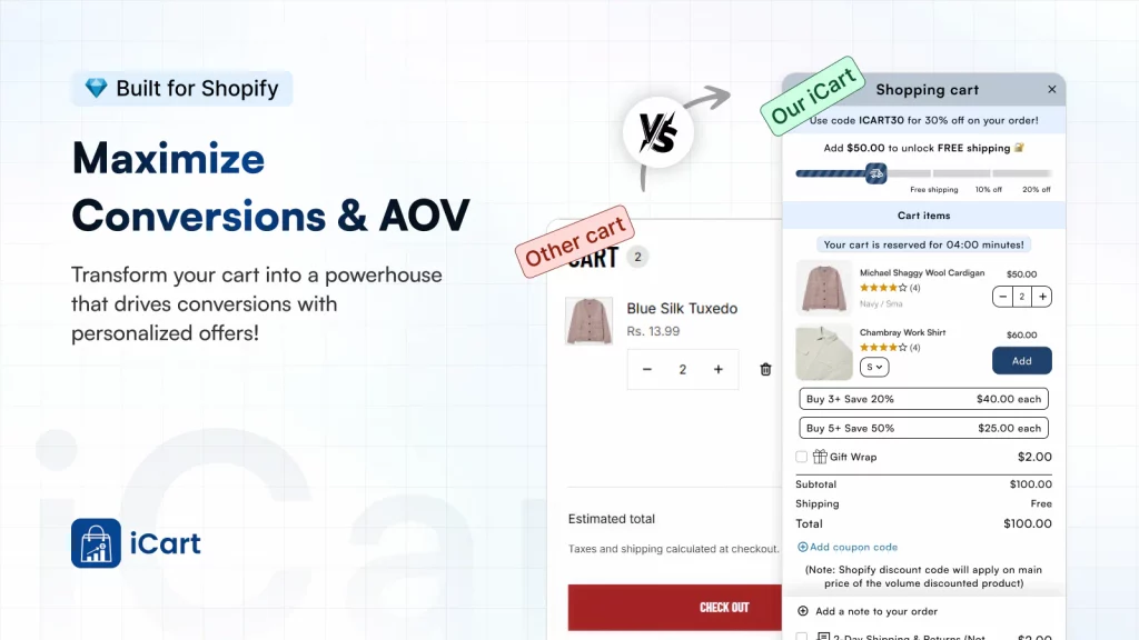 You can add a discount bar with iCart, the upsell Shopify app. 