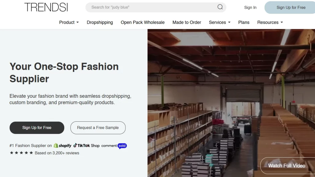 Trendsi, an example of a dropshipping clothing supplier. 