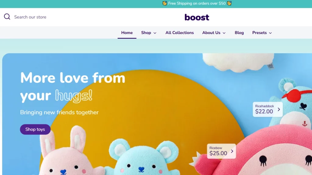Demo page of Boost Shopify Theme