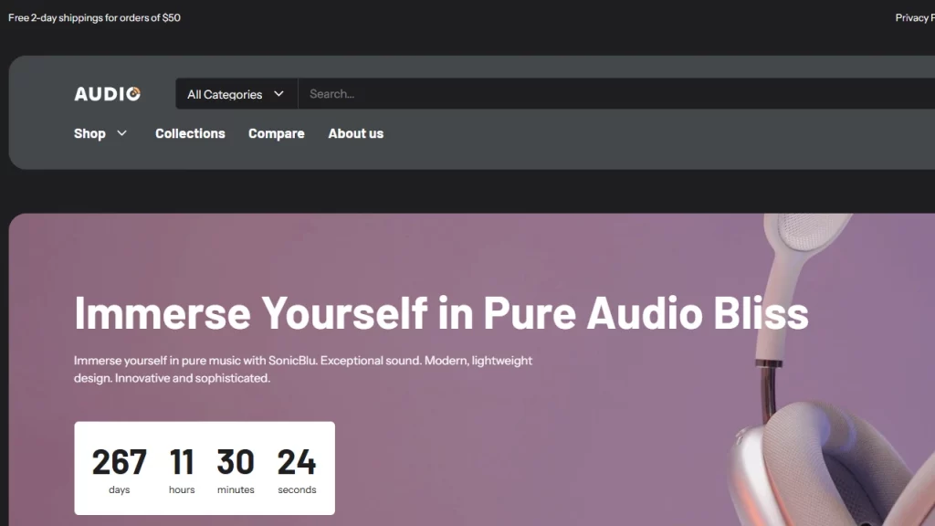 Demo page of Electro Shopify Theme