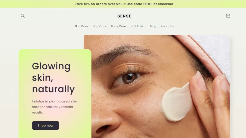 Demo page of Sense Shopify Theme