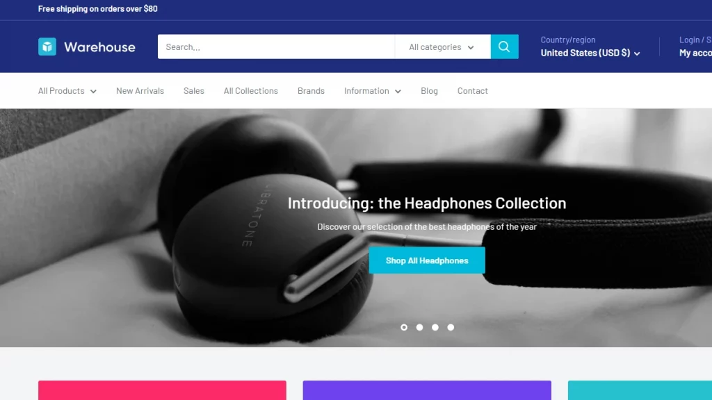 Demo page for Warehouse, the Shopify theme for dropshipping stores. 