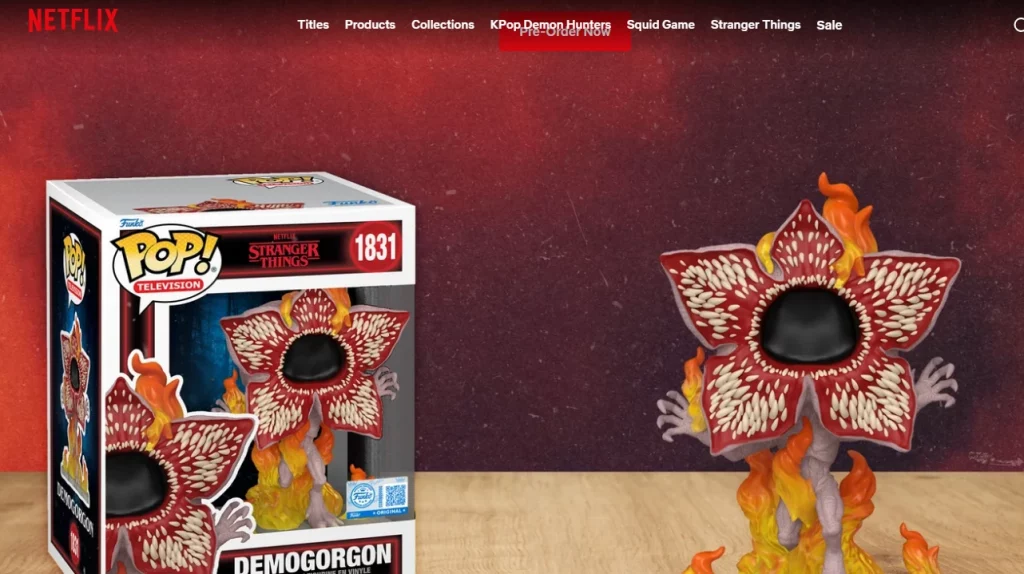 Homepage of  Netflix merch store, one of the top Shopify brands. 