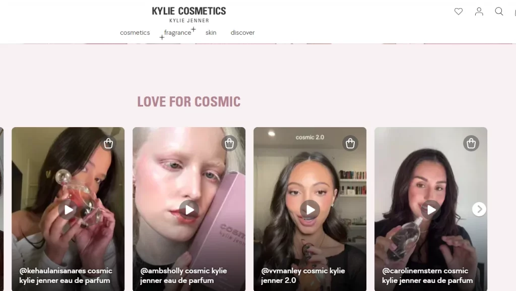 Homepage of Kylie Cosmetics, one of the top Shopify brands. 