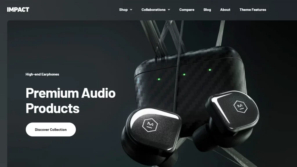 Demo page of the Impact preset of the Impact Shopify theme. 