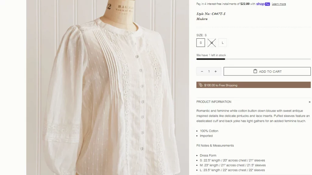 A 3/4 ecommerce shot from Adored Vintage.