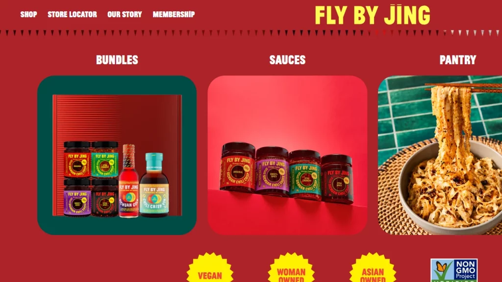 An example of a group shot from Fly by Jing, the Shopify store. 