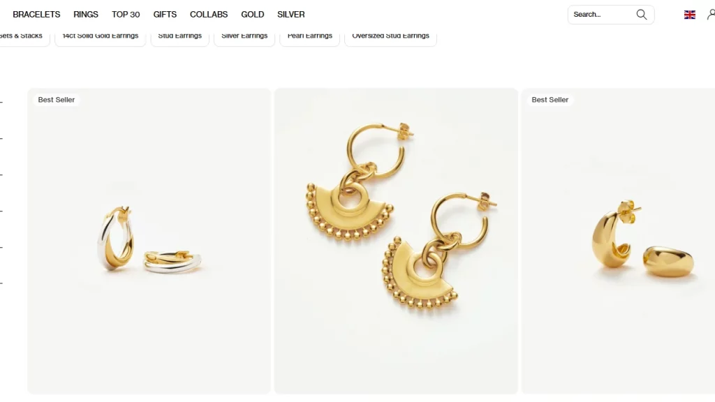 A macro shot from Missoma, the Shopify store. 