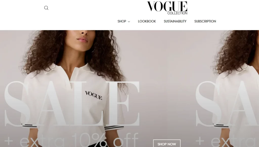 The website of Vogue Collection uses the Motion theme. 