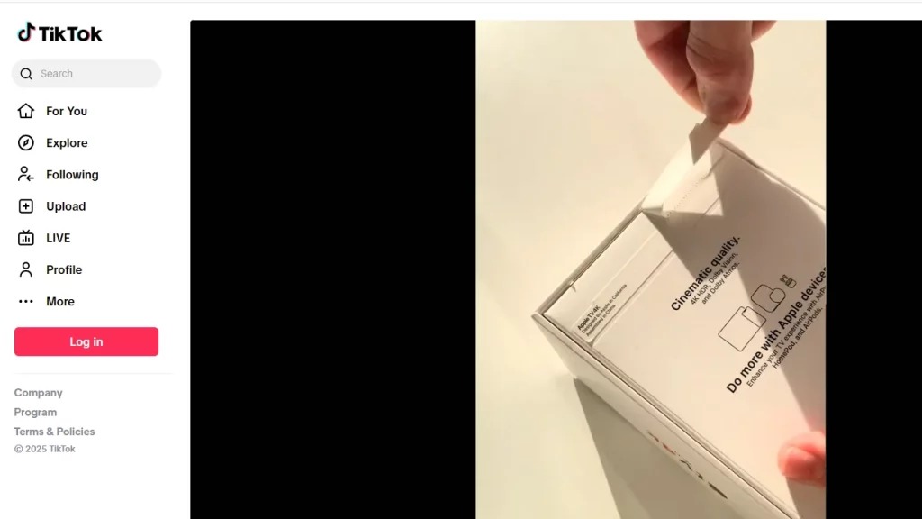 A TikTok unboxing video for a product. 