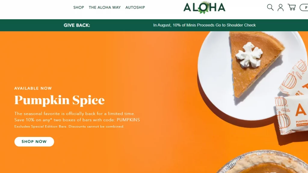Aloha, a brand with a Shopify Plus website.