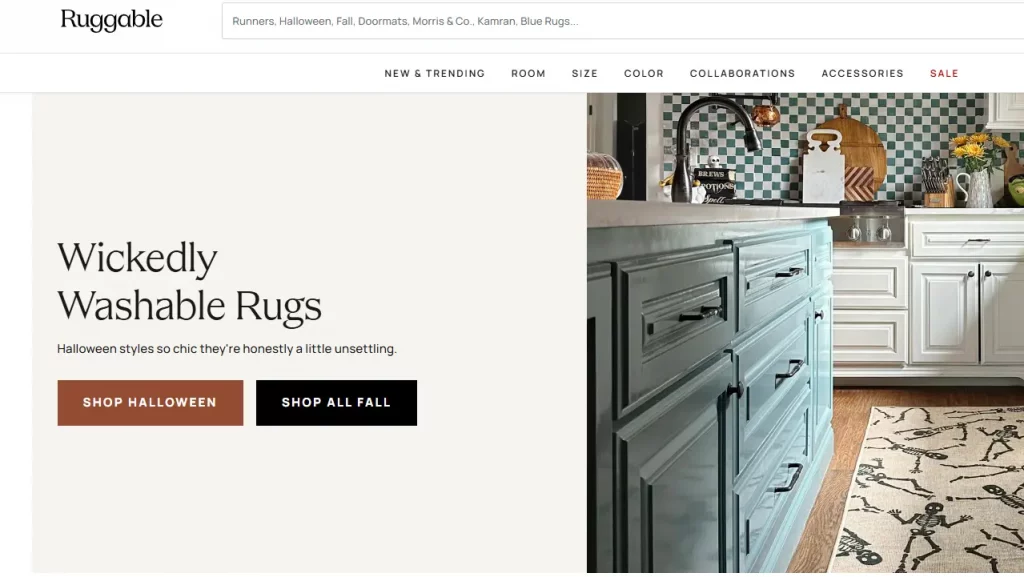 Ruggable, a brand with a Shopify Plus website.