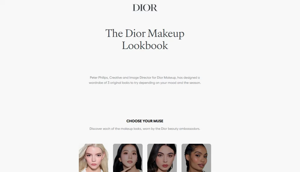 Christian Dior's makeup lookbook design.