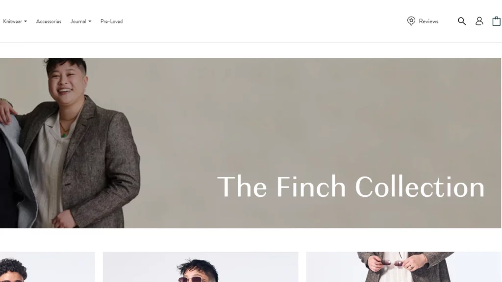 The lookbook design on Kirrin Finch's website. 