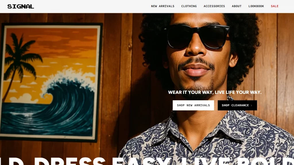 Signal preset of Broadcast Shopify theme. 