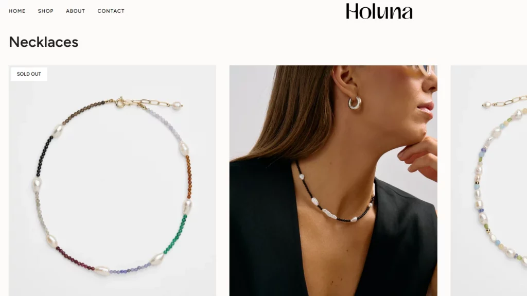 Holuna, the Shopify store is using the Broadcast theme. 