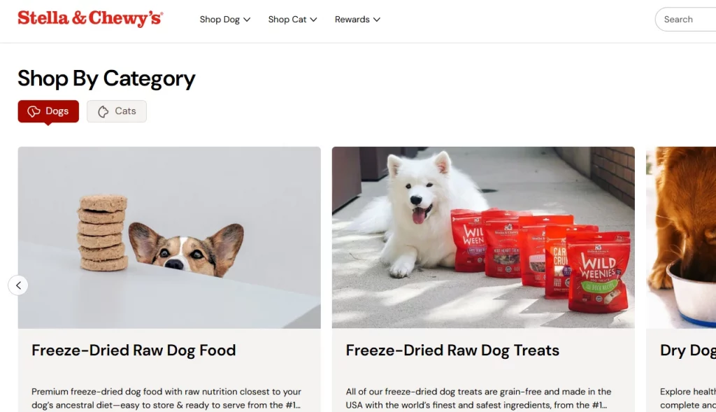 Stella & Chewy's homepage, one of the best Shopify pet stores. 