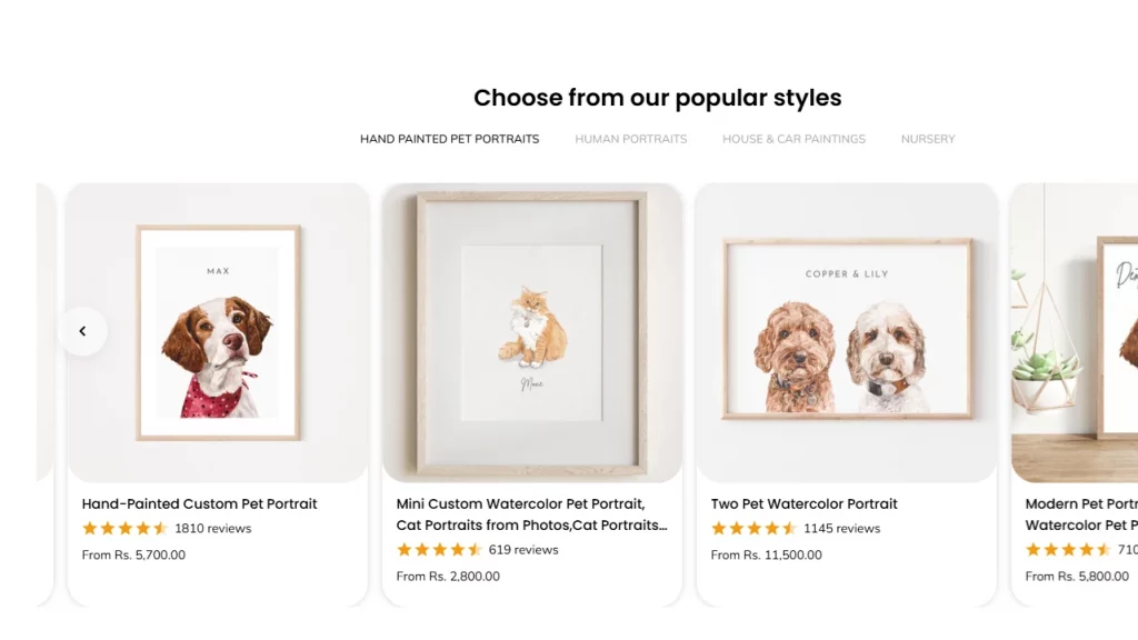 Homepage of Riverry, a popular Shopify art store.