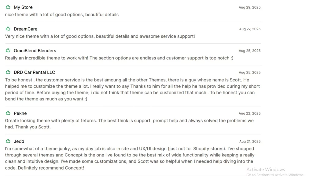 Concept Shopify Theme customer reviews 