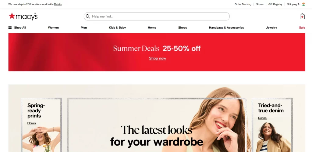"Macy's" Shopify clothing store