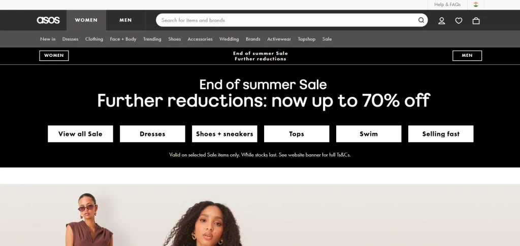 "ASOS" Shopify clothing store