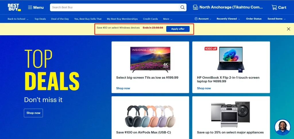 Countdown timer sale to show offers for limited time